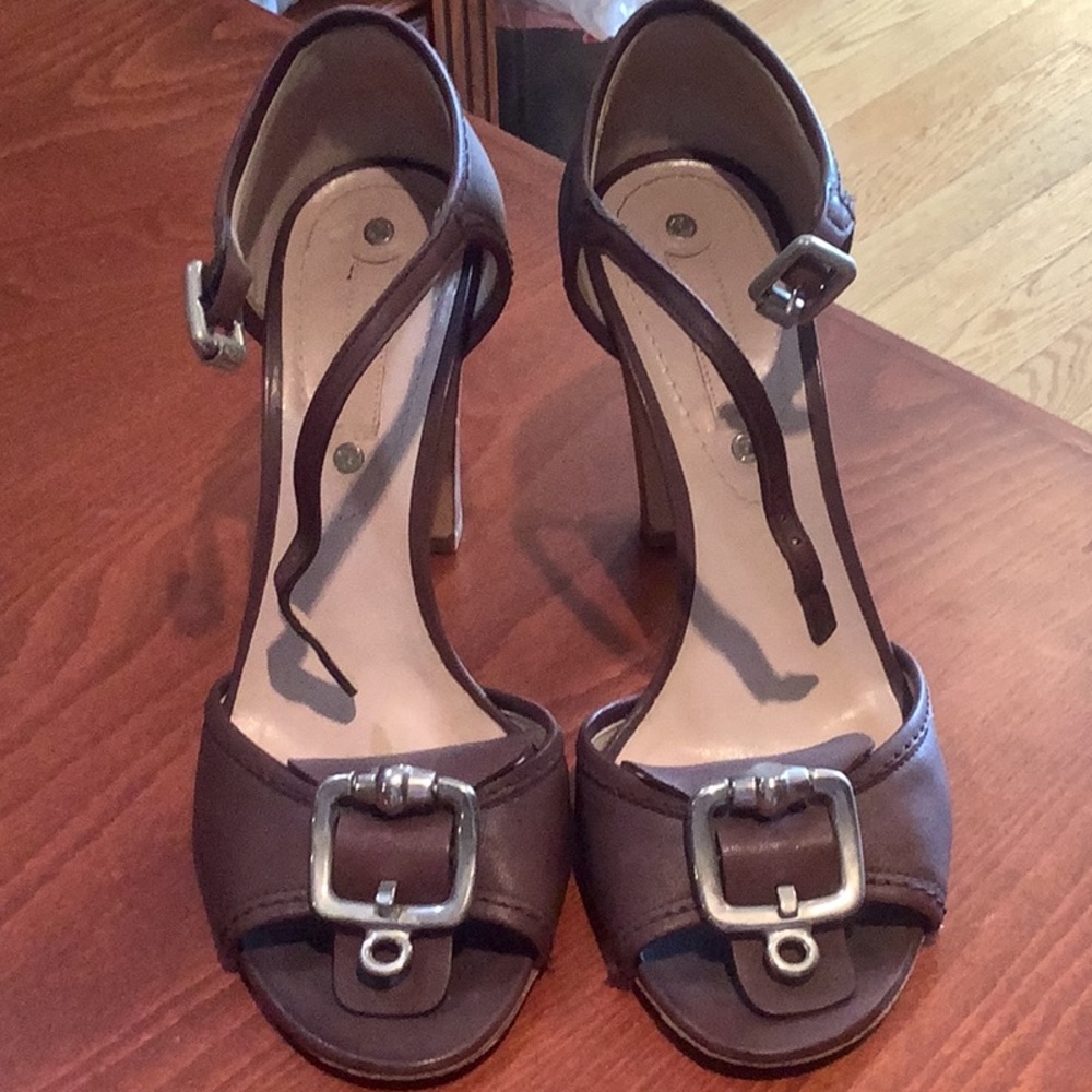 Brown stock heel sandals by Celine, size 37